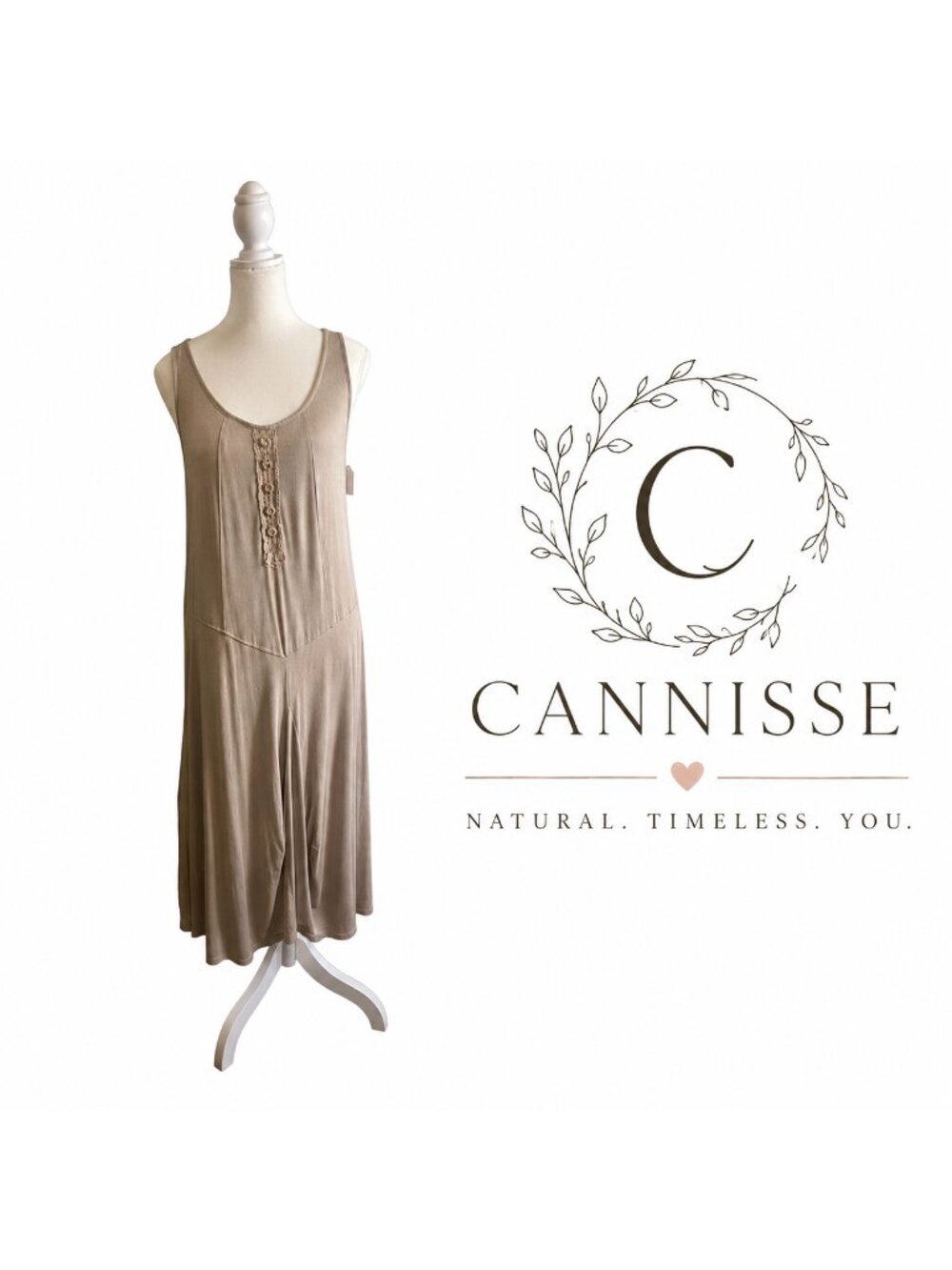 Cannisse Taupe Sleeveless Midi Dress  ~ Size 8/10